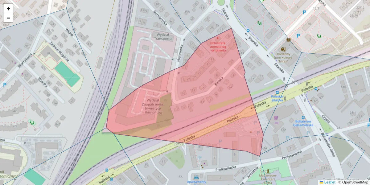 Szczegółowa mapa kodu pocztowego 15-852 z granicami, sąsiednimi kodami pocztowymi i urzędami pocztowymi