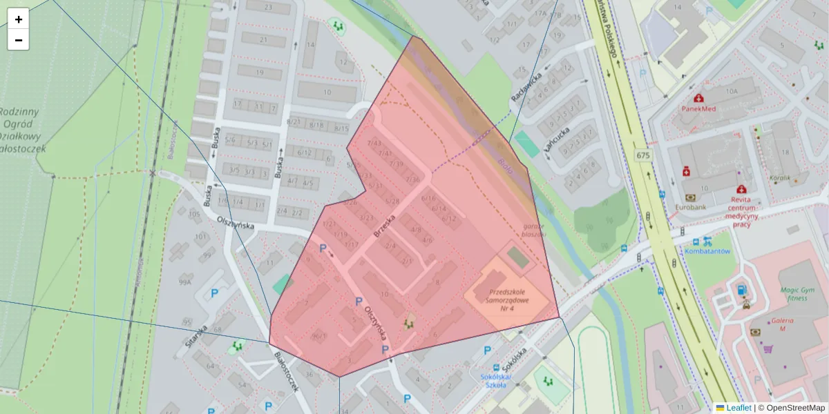 Szczegółowa mapa kodu pocztowego 15-867 z granicami, sąsiednimi kodami pocztowymi i urzędami pocztowymi