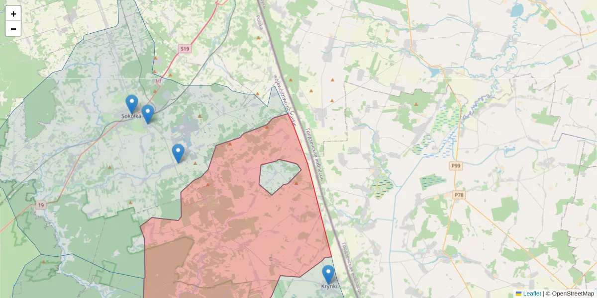 Szczegółowa mapa kodu pocztowego 16-113 z granicami, sąsiednimi kodami pocztowymi i urzędami pocztowymi