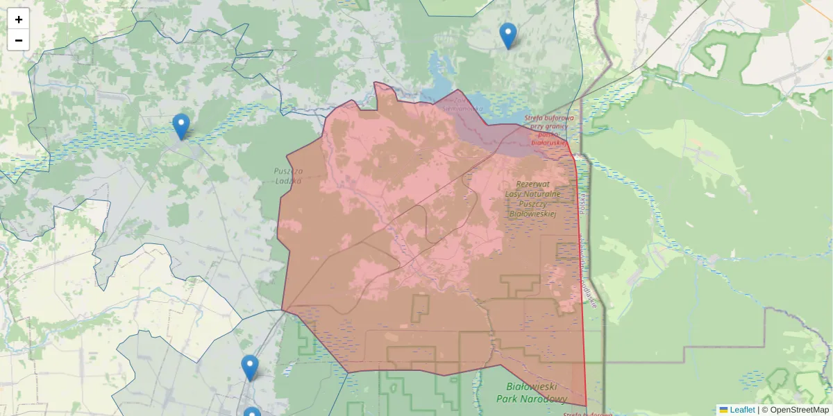 Szczegółowa mapa kodu pocztowego 17-220 z granicami, sąsiednimi kodami pocztowymi i urzędami pocztowymi