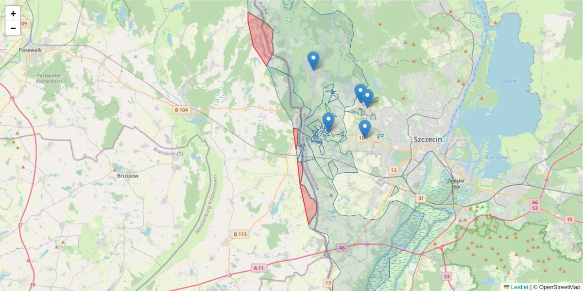 Szczegółowa mapa kodu pocztowego 17322 z granicami, sąsiednimi kodami pocztowymi i urzędami pocztowymi