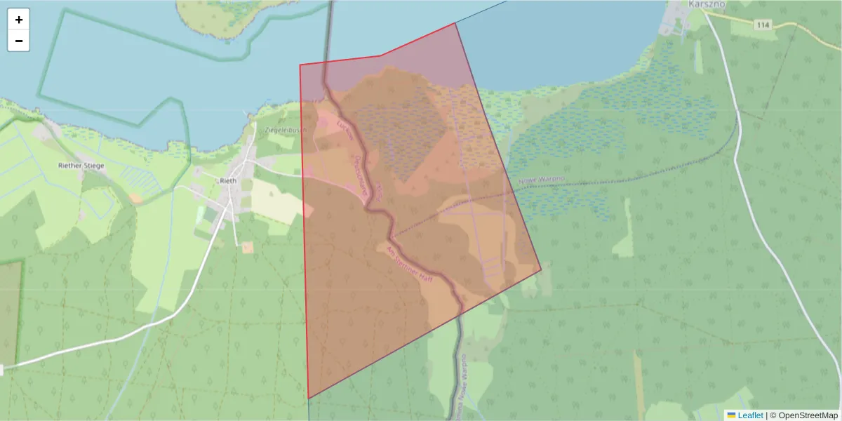 Szczegółowa mapa kodu pocztowego 17375 z granicami, sąsiednimi kodami pocztowymi i urzędami pocztowymi