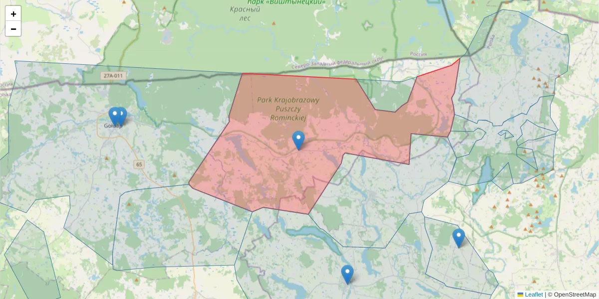 Szczegółowa mapa kodu pocztowego 19-504 z granicami, sąsiednimi kodami pocztowymi i urzędami pocztowymi