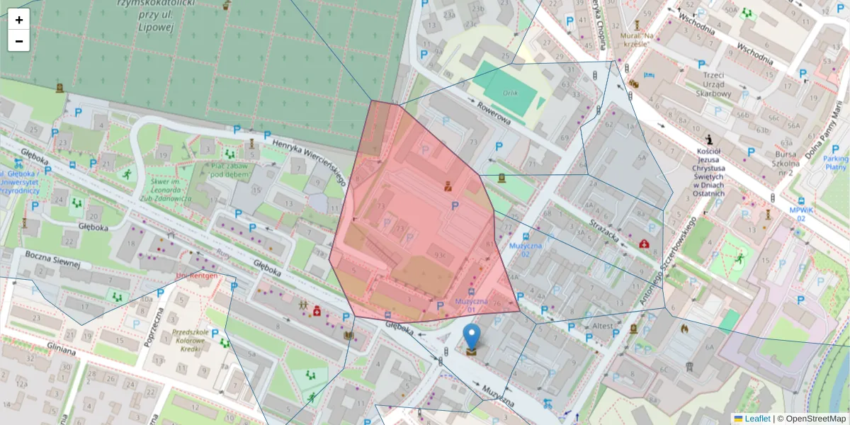 Szczegółowa mapa kodu pocztowego 20-019 z granicami, sąsiednimi kodami pocztowymi i urzędami pocztowymi