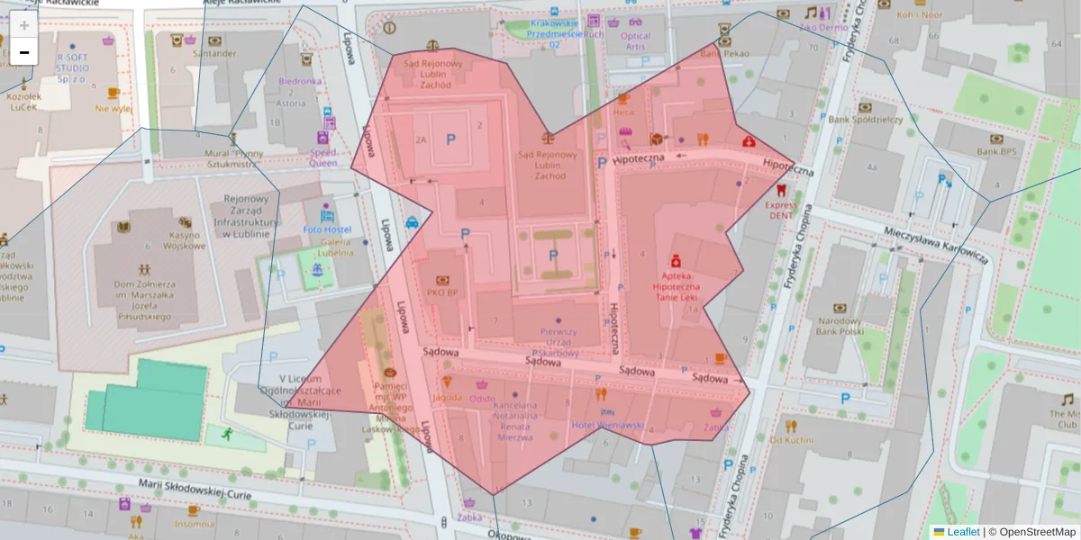 Szczegółowa mapa kodu pocztowego 20-027 z granicami, sąsiednimi kodami pocztowymi i urzędami pocztowymi