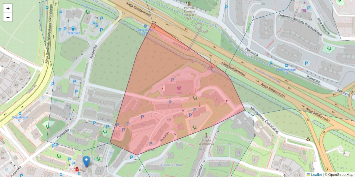 Szczegółowa mapa kodu pocztowego 20-055 z granicami, sąsiednimi kodami pocztowymi i urzędami pocztowymi