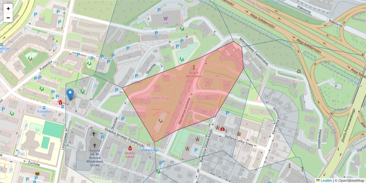 Szczegółowa mapa kodu pocztowego 20-058 z granicami, sąsiednimi kodami pocztowymi i urzędami pocztowymi
