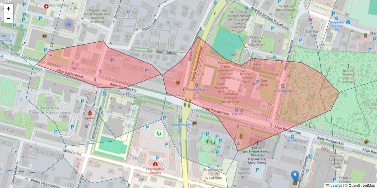 Szczegółowa mapa kodu pocztowego 20-059 z granicami, sąsiednimi kodami pocztowymi i urzędami pocztowymi