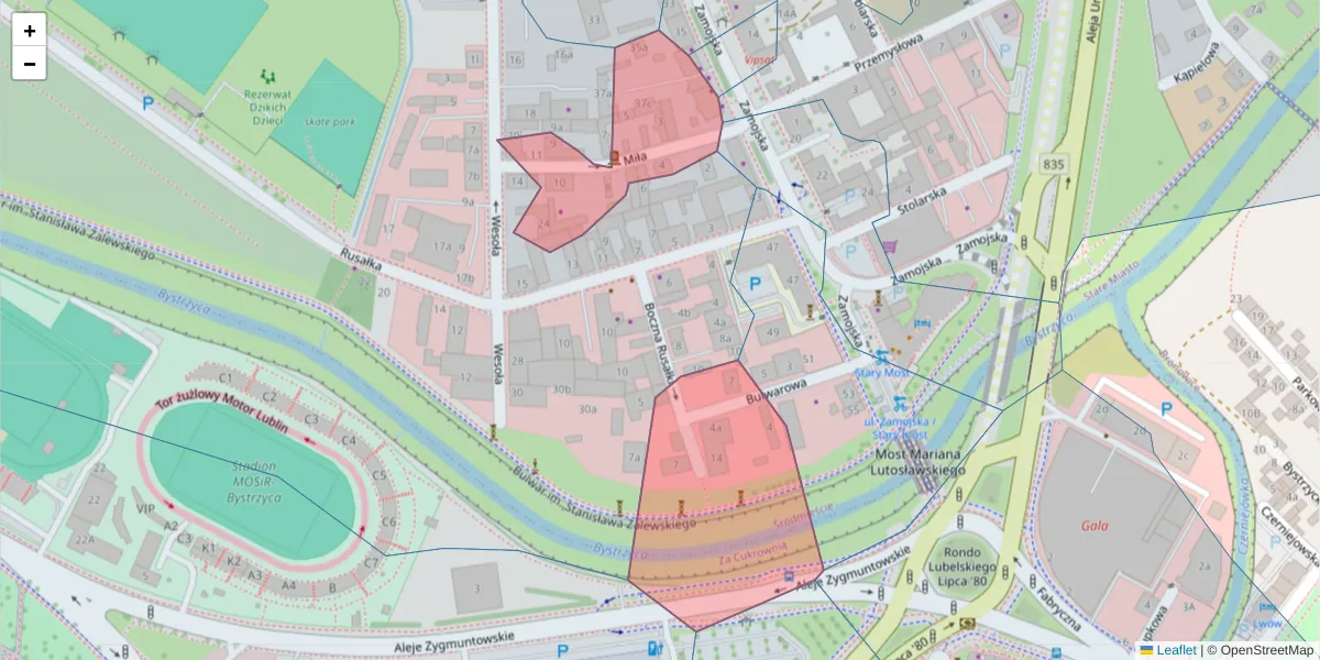 Szczegółowa mapa kodu pocztowego 20-104 z granicami, sąsiednimi kodami pocztowymi i urzędami pocztowymi
