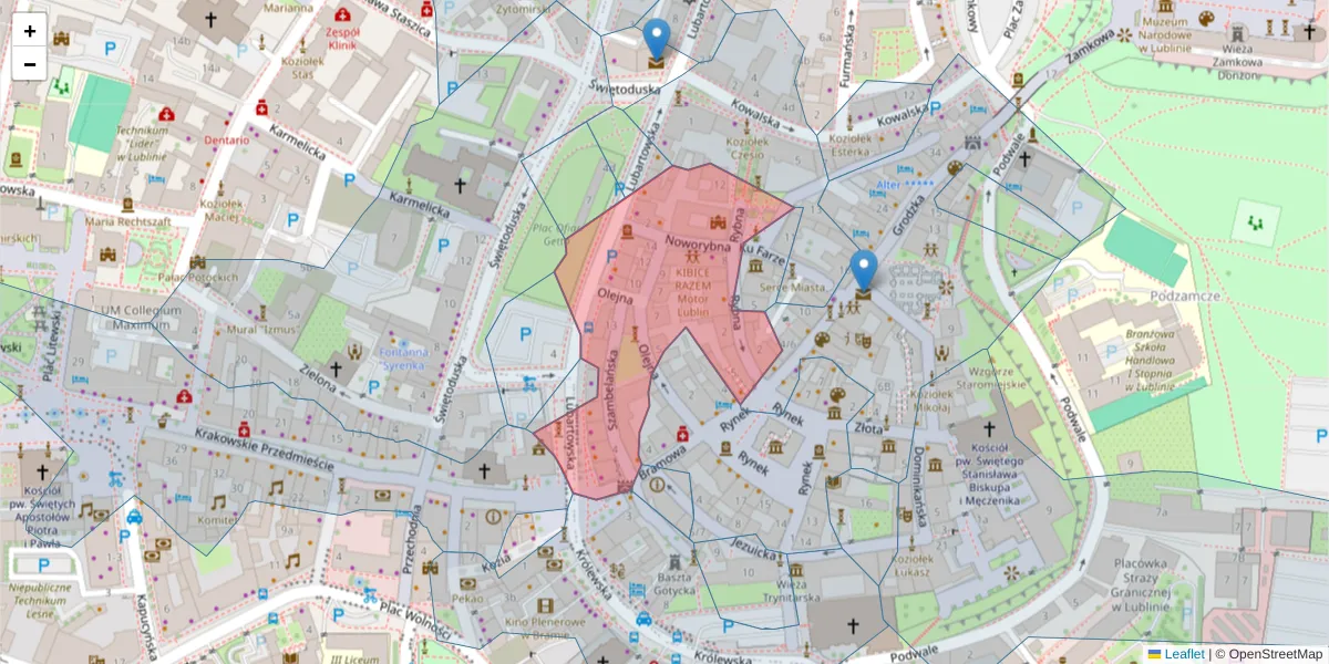 Szczegółowa mapa kodu pocztowego 20-114 z granicami, sąsiednimi kodami pocztowymi i urzędami pocztowymi