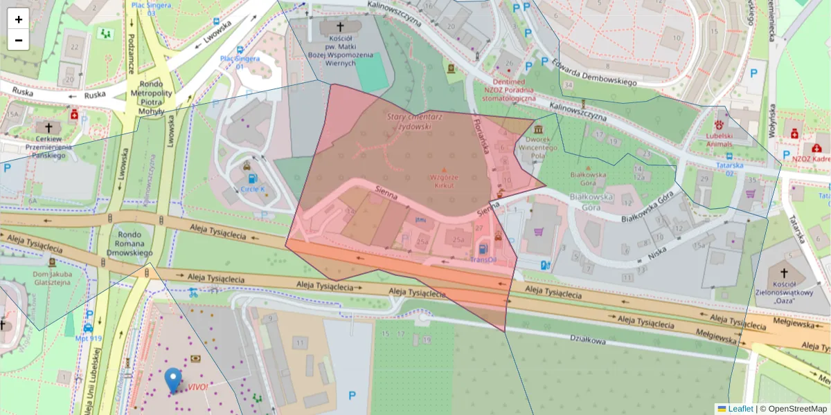 Szczegółowa mapa kodu pocztowego 20-118 z granicami, sąsiednimi kodami pocztowymi i urzędami pocztowymi