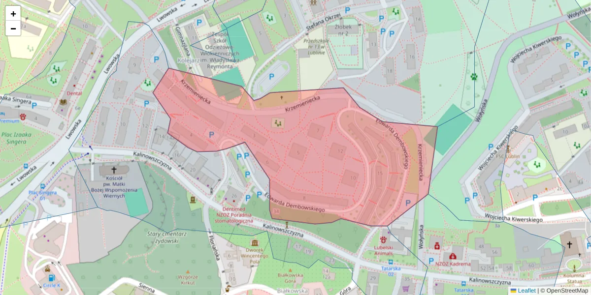 Szczegółowa mapa kodu pocztowego 20-130 z granicami, sąsiednimi kodami pocztowymi i urzędami pocztowymi