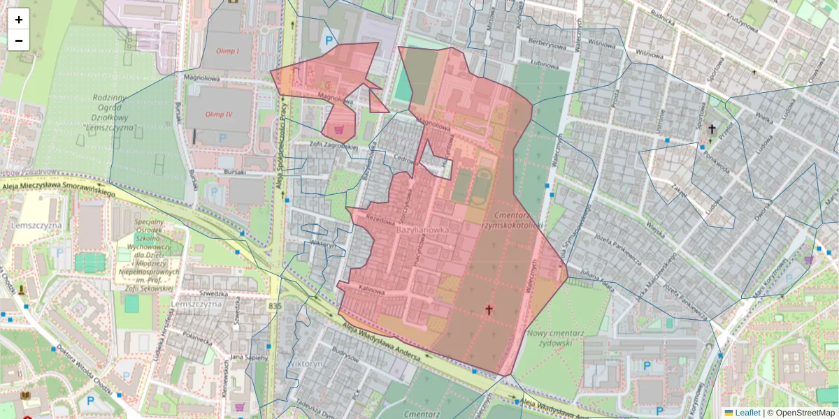Szczegółowa mapa kodu pocztowego 20-143 z granicami, sąsiednimi kodami pocztowymi i urzędami pocztowymi