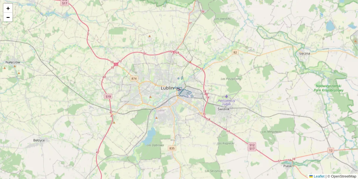 Szczegółowa mapa kodu pocztowego 20-215 z granicami, sąsiednimi kodami pocztowymi i urzędami pocztowymi