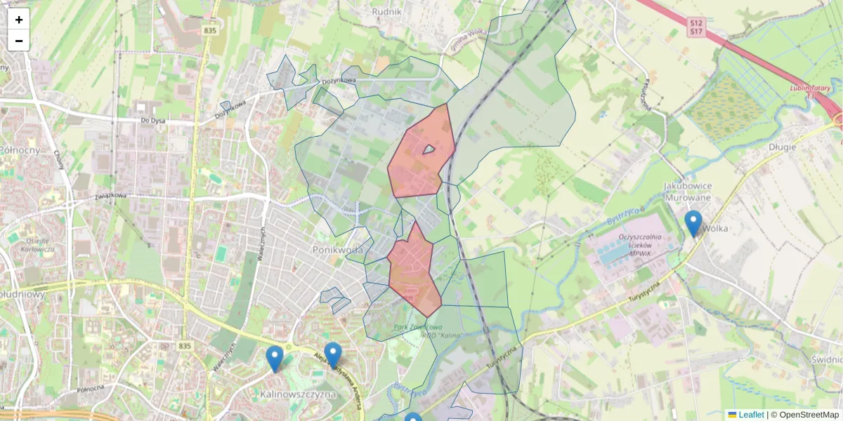 Szczegółowa mapa kodu pocztowego 20-226 z granicami, sąsiednimi kodami pocztowymi i urzędami pocztowymi