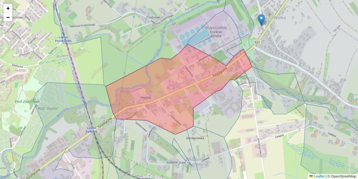 Szczegółowa mapa kodu pocztowego 20-230 z granicami, sąsiednimi kodami pocztowymi i urzędami pocztowymi