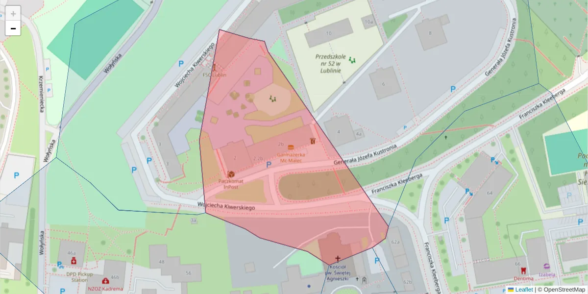 Szczegółowa mapa kodu pocztowego 20-241 z granicami, sąsiednimi kodami pocztowymi i urzędami pocztowymi
