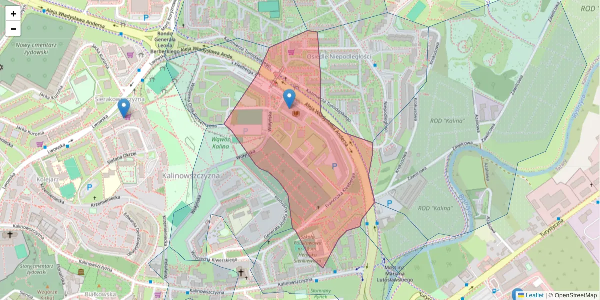 Szczegółowa mapa kodu pocztowego 20-243 z granicami, sąsiednimi kodami pocztowymi i urzędami pocztowymi