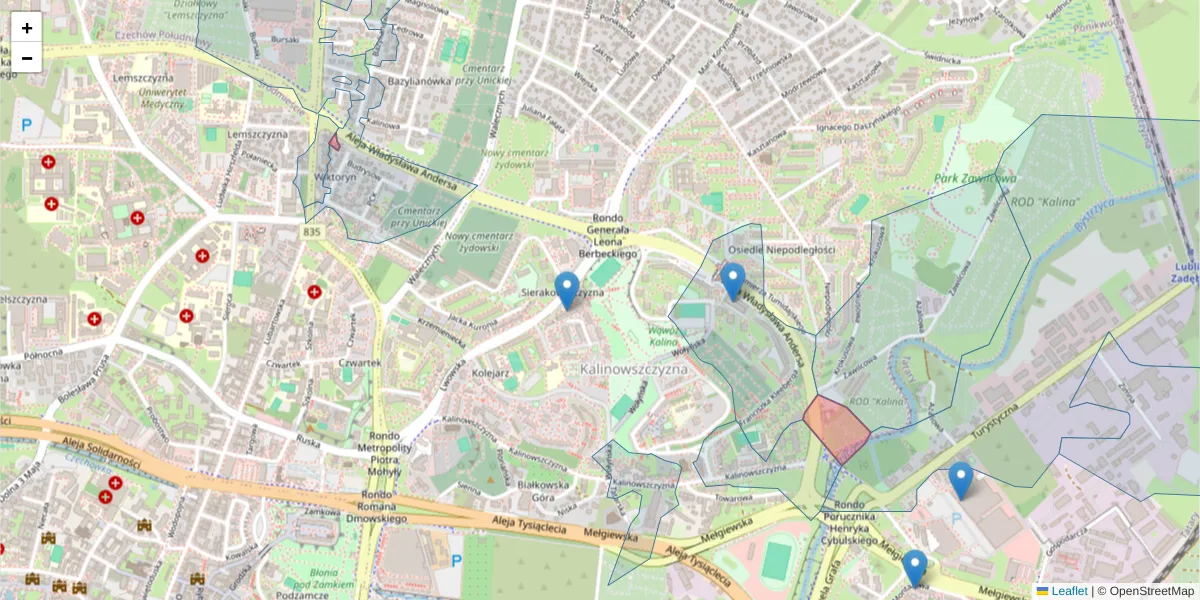 Szczegółowa mapa kodu pocztowego 20-249 z granicami, sąsiednimi kodami pocztowymi i urzędami pocztowymi