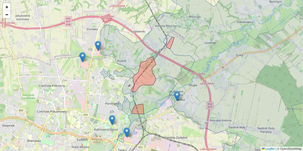 Szczegółowa mapa kodu pocztowego 20-255 z granicami, sąsiednimi kodami pocztowymi i urzędami pocztowymi