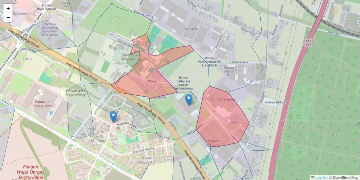 Szczegółowa mapa kodu pocztowego 20-277 z granicami, sąsiednimi kodami pocztowymi i urzędami pocztowymi