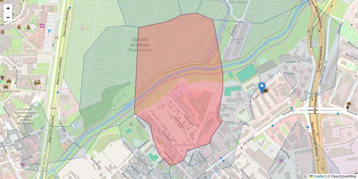 Szczegółowa mapa kodu pocztowego 20-306 z granicami, sąsiednimi kodami pocztowymi i urzędami pocztowymi