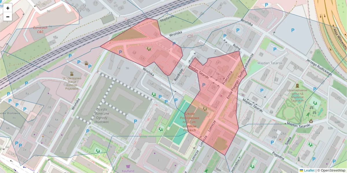 Szczegółowa mapa kodu pocztowego 20-316 z granicami, sąsiednimi kodami pocztowymi i urzędami pocztowymi