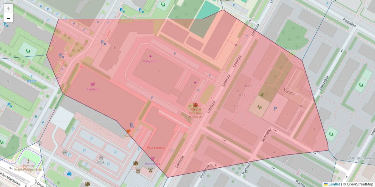 Szczegółowa mapa kodu pocztowego 20-322 z granicami, sąsiednimi kodami pocztowymi i urzędami pocztowymi