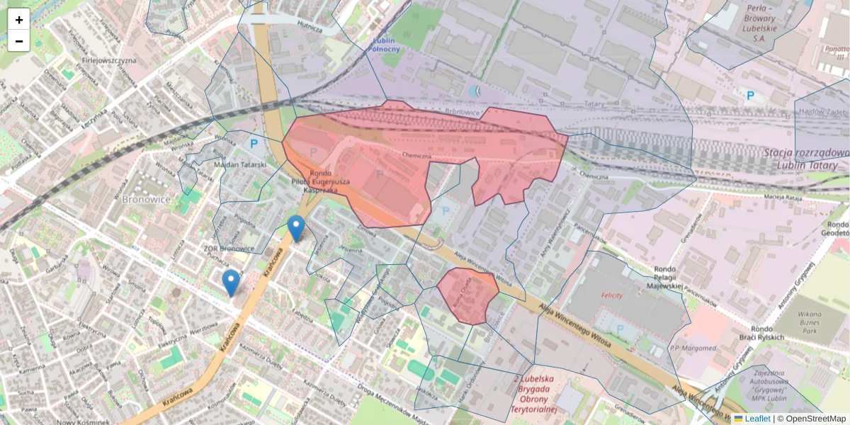 Szczegółowa mapa kodu pocztowego 20-329 z granicami, sąsiednimi kodami pocztowymi i urzędami pocztowymi