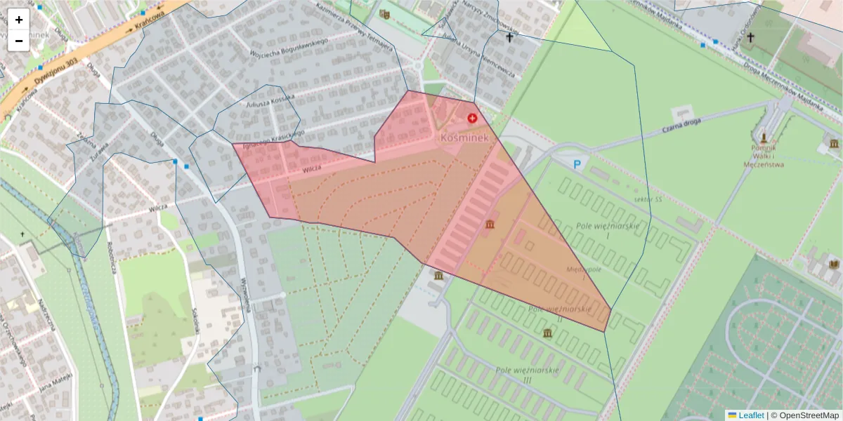 Szczegółowa mapa kodu pocztowego 20-361 z granicami, sąsiednimi kodami pocztowymi i urzędami pocztowymi