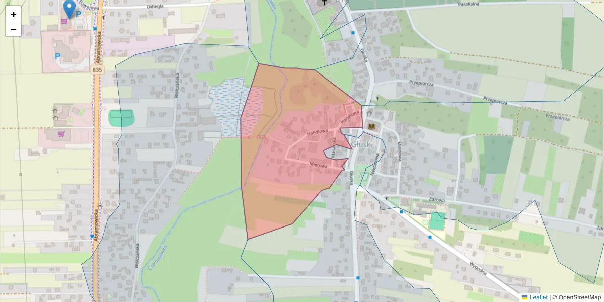 Szczegółowa mapa kodu pocztowego 20-387 z granicami, sąsiednimi kodami pocztowymi i urzędami pocztowymi