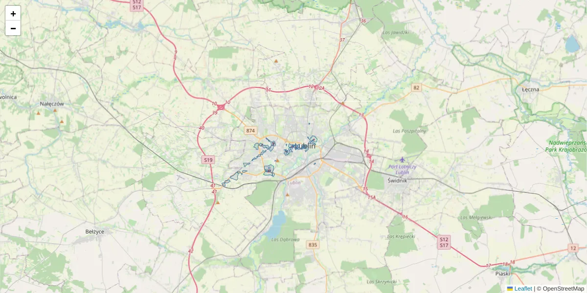 Szczegółowa mapa kodu pocztowego 20-400 z granicami, sąsiednimi kodami pocztowymi i urzędami pocztowymi