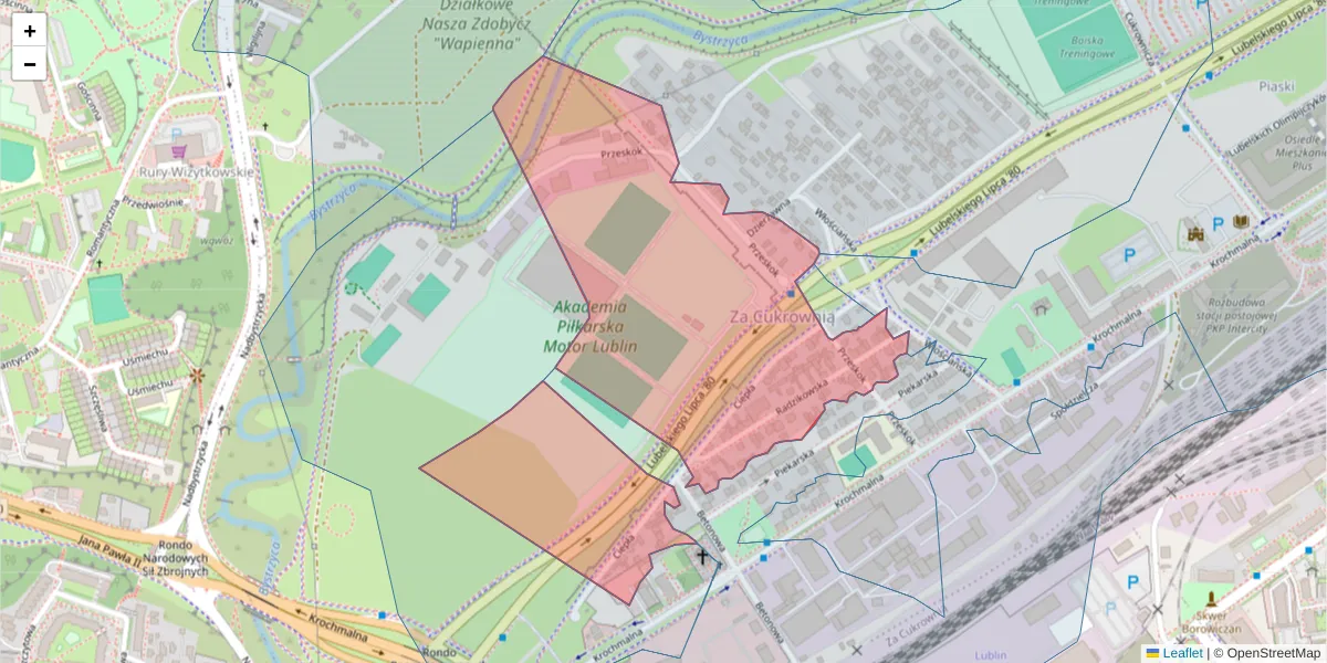 Szczegółowa mapa kodu pocztowego 20-403 z granicami, sąsiednimi kodami pocztowymi i urzędami pocztowymi