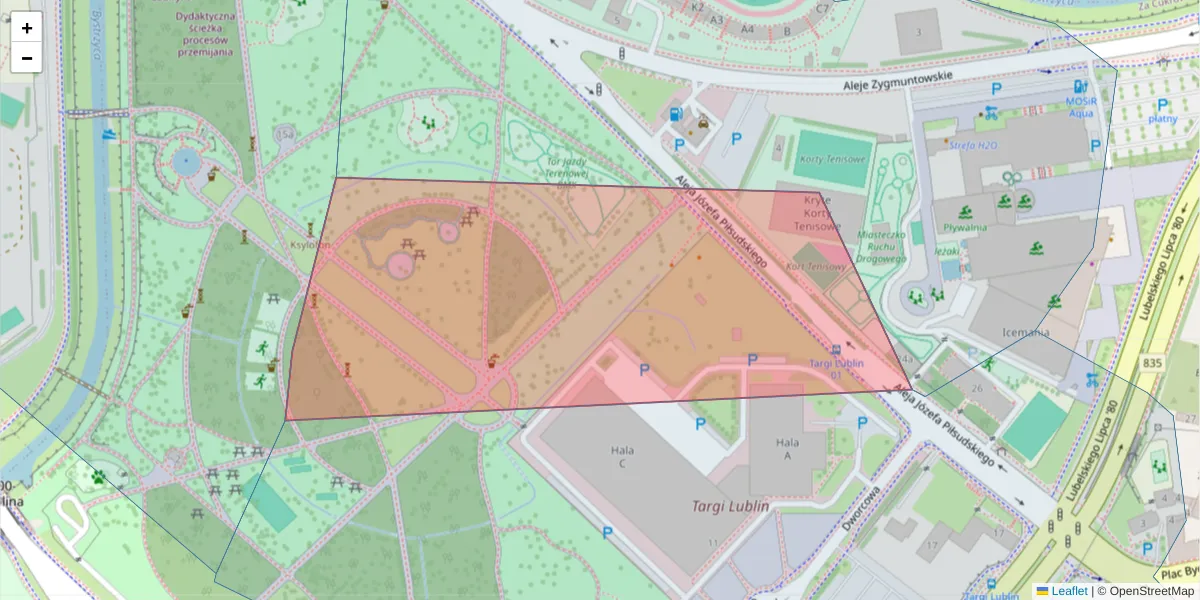 Szczegółowa mapa kodu pocztowego 20-407 z granicami, sąsiednimi kodami pocztowymi i urzędami pocztowymi