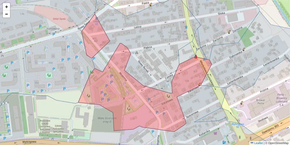 Szczegółowa mapa kodu pocztowego 20-424 z granicami, sąsiednimi kodami pocztowymi i urzędami pocztowymi