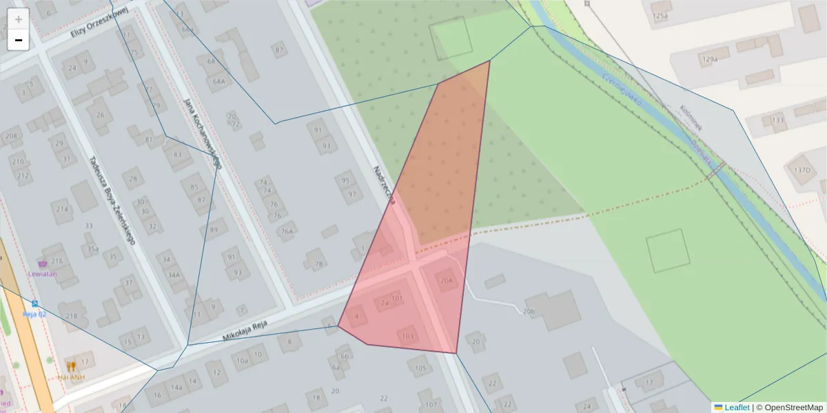 Szczegółowa mapa kodu pocztowego 20-441 z granicami, sąsiednimi kodami pocztowymi i urzędami pocztowymi