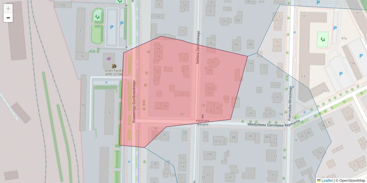 Szczegółowa mapa kodu pocztowego 20-462 z granicami, sąsiednimi kodami pocztowymi i urzędami pocztowymi