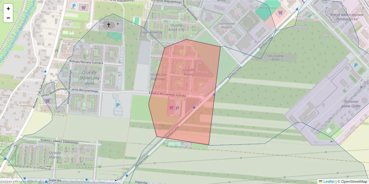 Szczegółowa mapa kodu pocztowego 20-489 z granicami, sąsiednimi kodami pocztowymi i urzędami pocztowymi