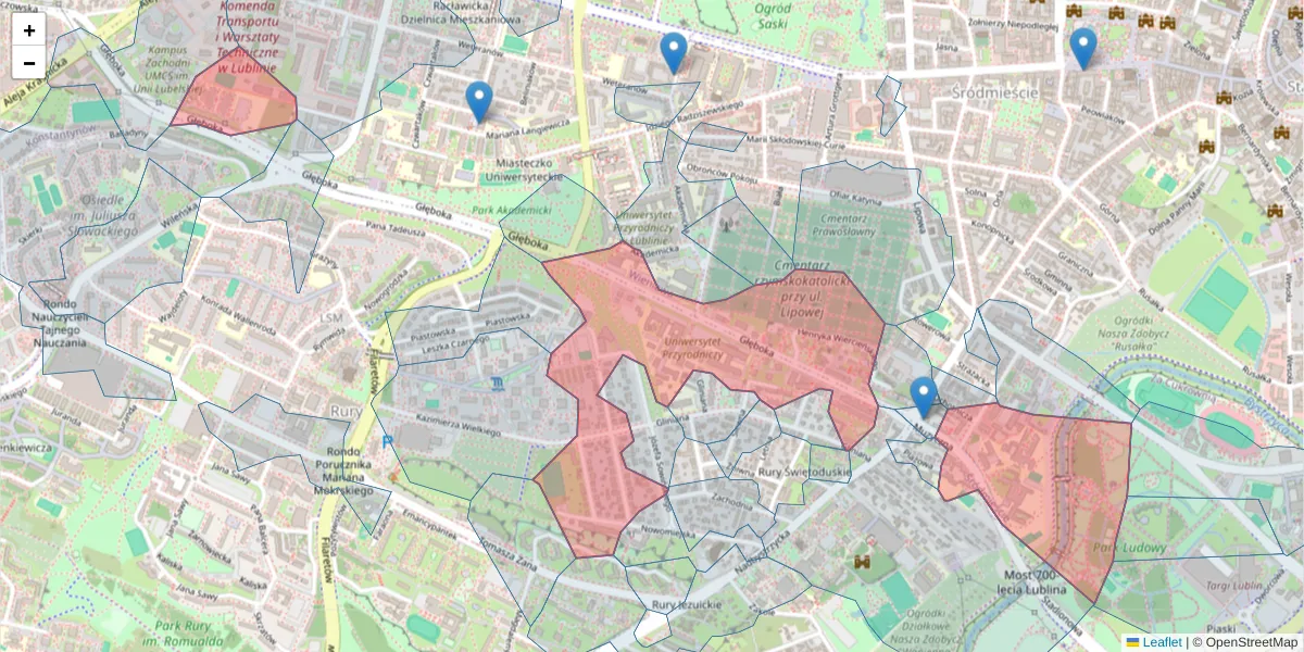 Szczegółowa mapa kodu pocztowego 20-612 z granicami, sąsiednimi kodami pocztowymi i urzędami pocztowymi