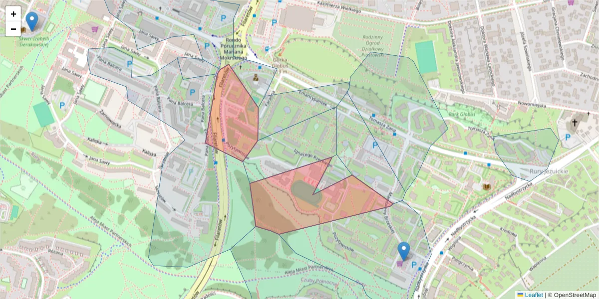 Szczegółowa mapa kodu pocztowego 20-637 z granicami, sąsiednimi kodami pocztowymi i urzędami pocztowymi