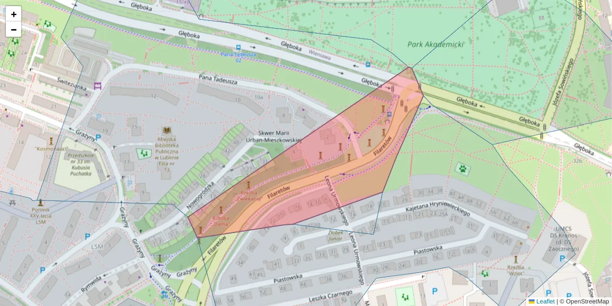Szczegółowa mapa kodu pocztowego 20-680 z granicami, sąsiednimi kodami pocztowymi i urzędami pocztowymi