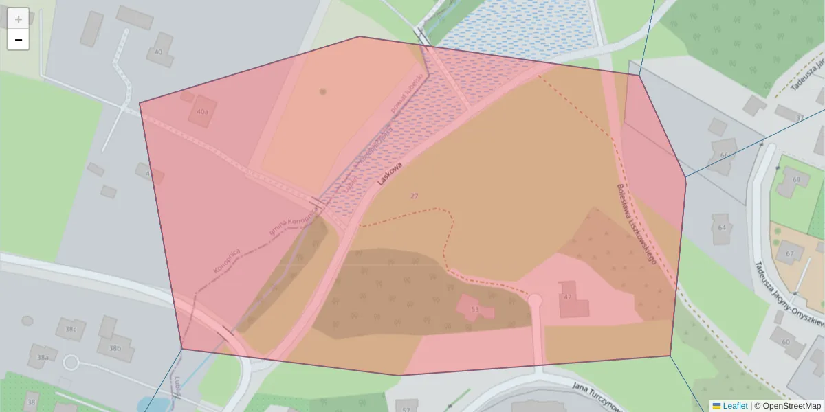 Szczegółowa mapa kodu pocztowego 20-782 z granicami, sąsiednimi kodami pocztowymi i urzędami pocztowymi
