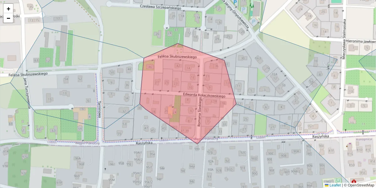 Szczegółowa mapa kodu pocztowego 20-787 z granicami, sąsiednimi kodami pocztowymi i urzędami pocztowymi