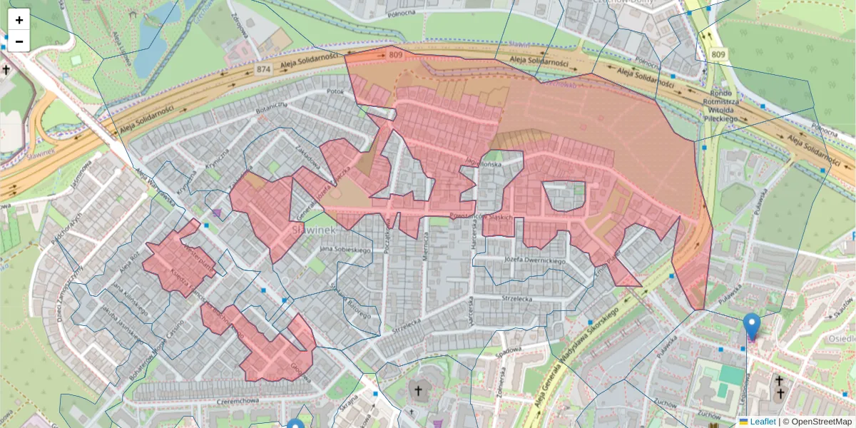 Szczegółowa mapa kodu pocztowego 20-806 z granicami, sąsiednimi kodami pocztowymi i urzędami pocztowymi