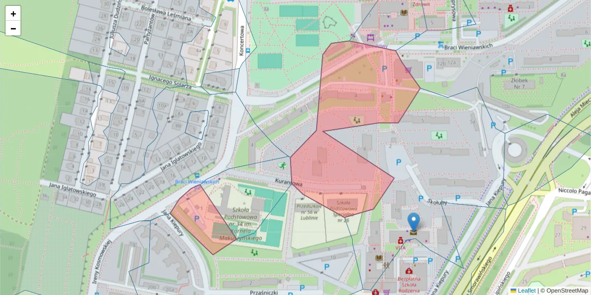 Szczegółowa mapa kodu pocztowego 20-836 z granicami, sąsiednimi kodami pocztowymi i urzędami pocztowymi