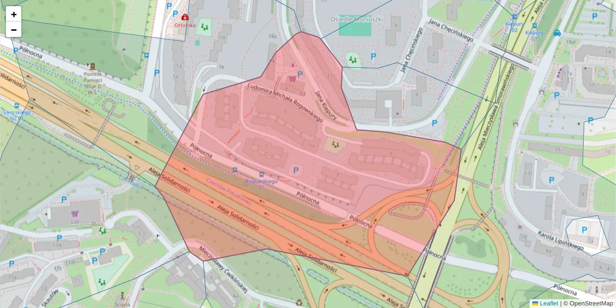 Szczegółowa mapa kodu pocztowego 20-840 z granicami, sąsiednimi kodami pocztowymi i urzędami pocztowymi