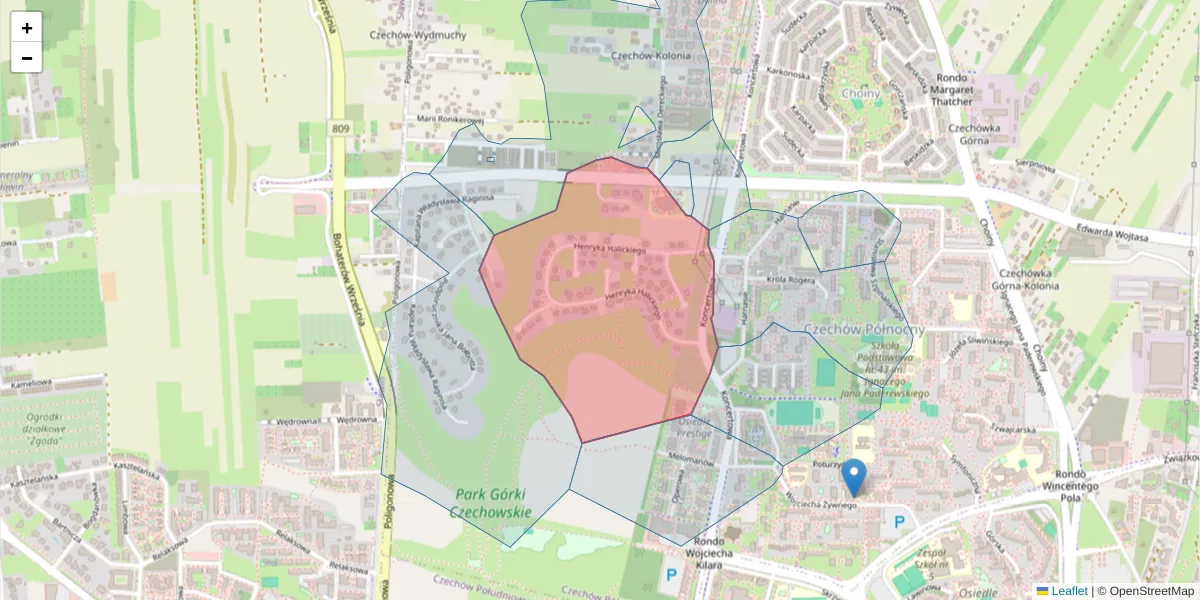 Szczegółowa mapa kodu pocztowego 20-874 z granicami, sąsiednimi kodami pocztowymi i urzędami pocztowymi