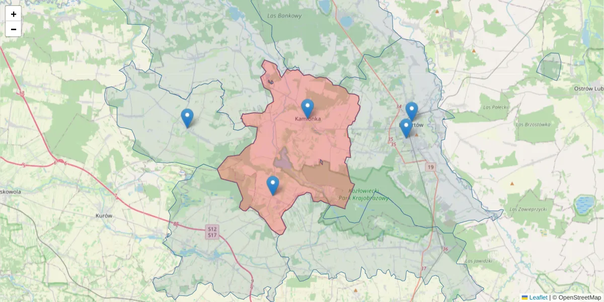 Szczegółowa mapa kodu pocztowego 21-132 z granicami, sąsiednimi kodami pocztowymi i urzędami pocztowymi
