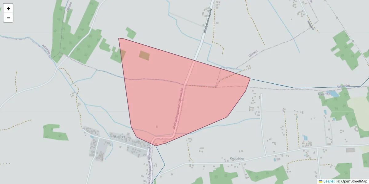 Szczegółowa mapa kodu pocztowego 22-210 z granicami, sąsiednimi kodami pocztowymi i urzędami pocztowymi