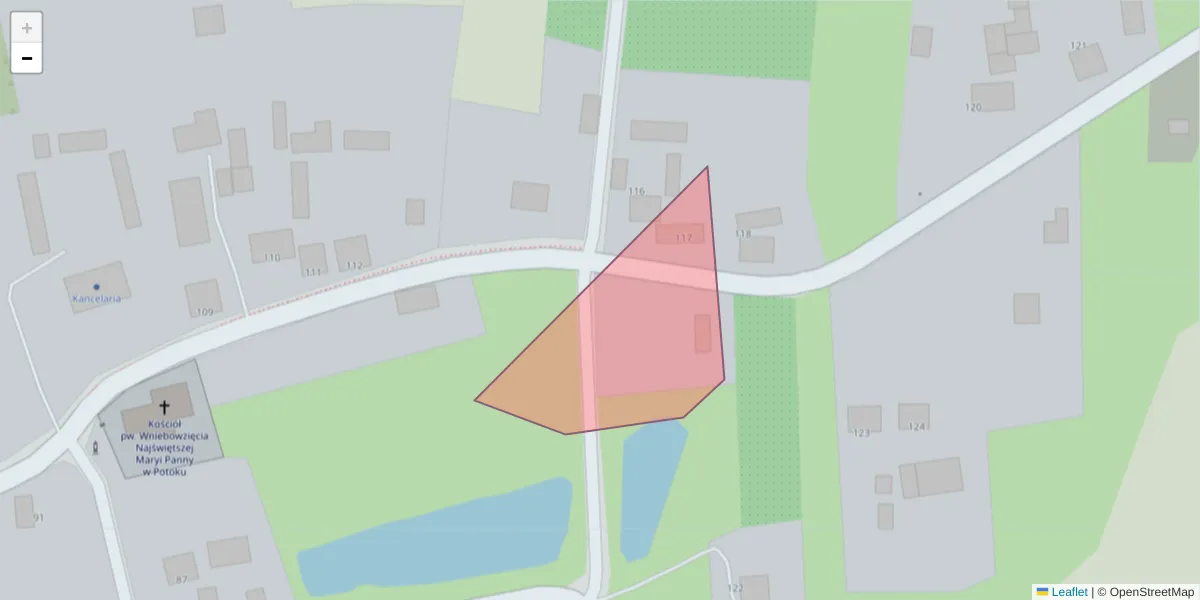 Szczegółowa mapa kodu pocztowego 22-822 z granicami, sąsiednimi kodami pocztowymi i urzędami pocztowymi